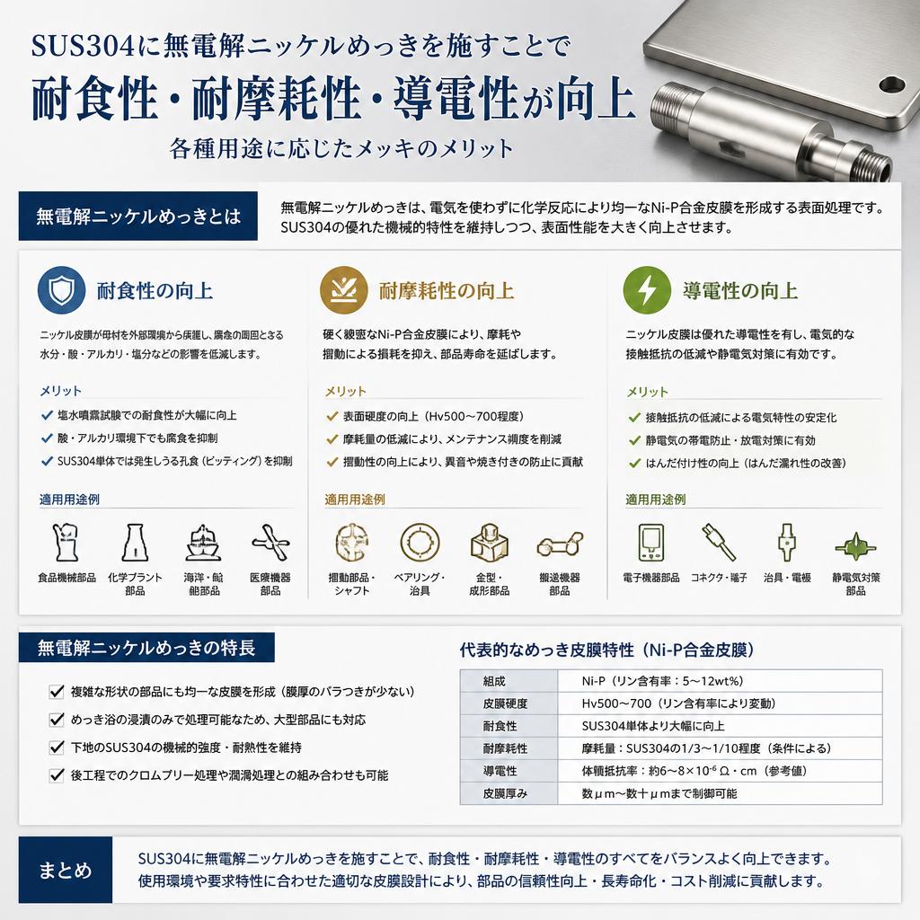SUS304への無電解ニッケルの利点