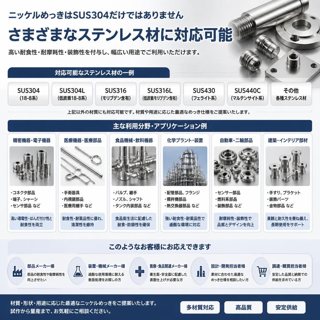 対応可能な材質と用途