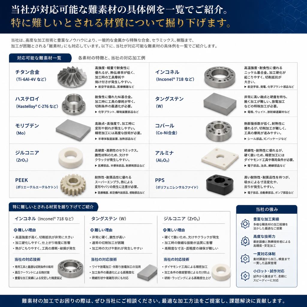 4. 対応可能な難素材一覧