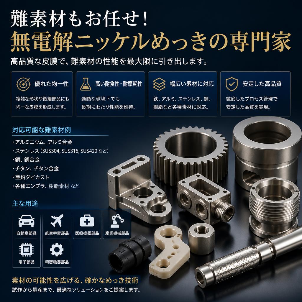 難素材|無電解ニッケルめっき| メッキの加工なら株式会社コネクション