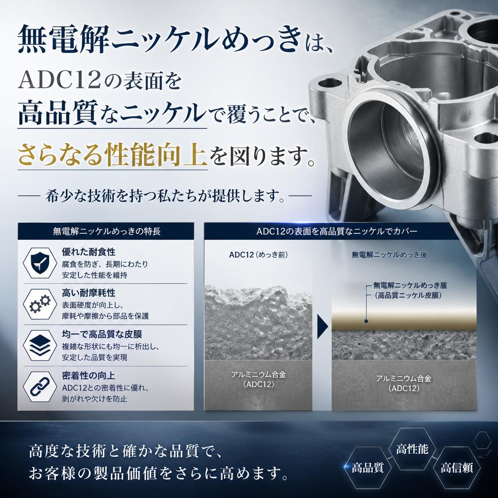 高品質なADC12無電解ニッケルめっき
